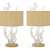 Coral 28" Table Lamp in White & Blue Resin (Set of 2)
